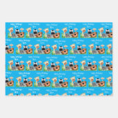 Personalisierter Zootier Geburtsdatum Grüne Leaf Geschenkpapier Set (Vorderseite 3)