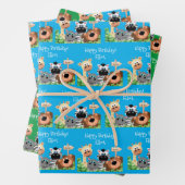 Personalisierter Zootier Geburtsdatum Grüne Leaf Geschenkpapier Set (Beispiel)