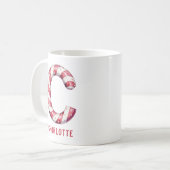 Personalisierter Zuckerstangen-Monogramm-Weihnacht Kaffeetasse (Vorderseite Links)