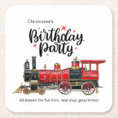 Personalisierter Zug Geburtstagsparty Untersetzer (Vorderseite)