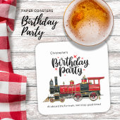Personalisierter Zug Geburtstagsparty Untersetzer