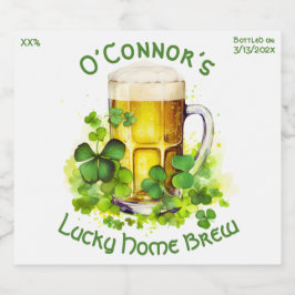 Personalisierter Zuhause Brew St Patrick's Day Bierflaschenetikett