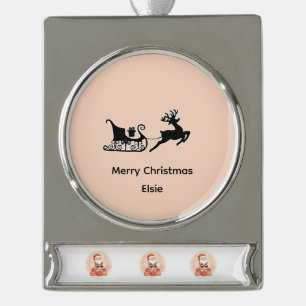Personalisierter zweiseitiger Rentier-Weihnachtsma Banner-Ornament Silber