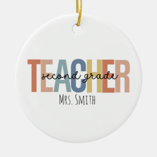 Personalisierter Zweitklassiger Lehrer Weihnachten Keramik Ornament