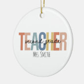 Personalisierter Zweitklassiger Lehrer Weihnachten Keramik Ornament (Links)