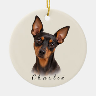 Personalisierter Zwergpinscher mit individuellem N Keramik Ornament