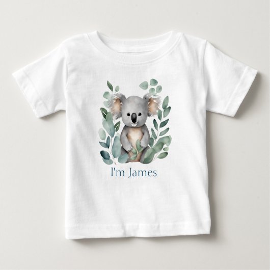 Personalisierter Zwillingsname Watercolor Koala Bä Baby T-shirt (Vorderseite)