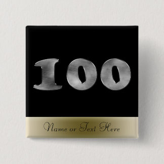 Personalisiertes 100. Geburtstags-Silber | Nr. 100 Button