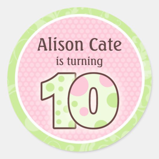 Personalisiertes 10. Geburtstag Siegel Runder Aufkleber (Vorderseite)