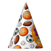 Personalisiertes 10. Geburtstagssportthema Partyhütchen (Links)