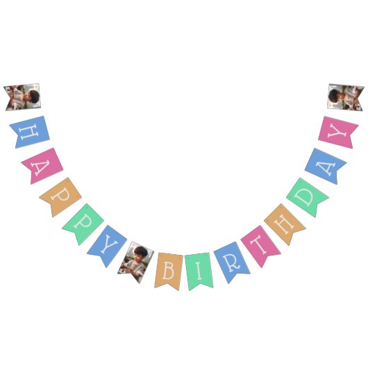 Personalisiertes 16-Flag Foto Farbenfroh zum Gebur Wimpelkette (Alle)