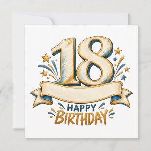 Personalisiertes 18. Geburtstagsdesign in Gold und Save The Date