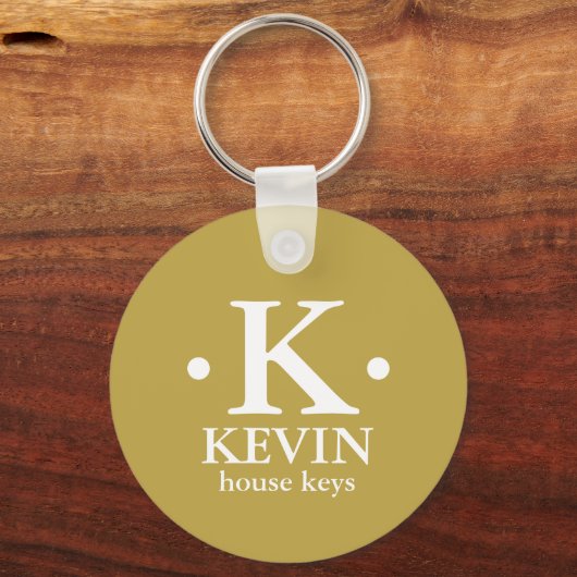 Personalisiertes 1-Buchstaben-Monogramm-Ochelgelb Schlüsselanhänger (Vorderseite)