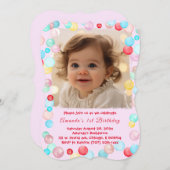Personalisiertes 1. Geburtstag Girl Foto Einladung (Vorne/Hinten)