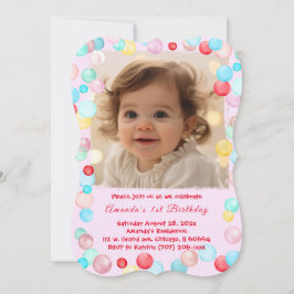 Personalisiertes 1. Geburtstag Girl Foto Einladung