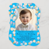 Personalisiertes 1. Geburtstag Junge Foto Einladung (Vorne/Hinten)