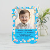 Personalisiertes 1. Geburtstag Junge Foto Einladung (Stehend Vorderseite)