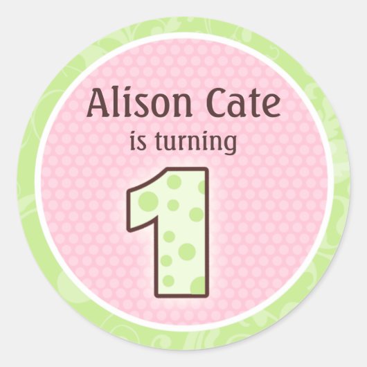 Personalisiertes 1. Geburtstag Siegel Runder Aufkleber (Vorderseite)