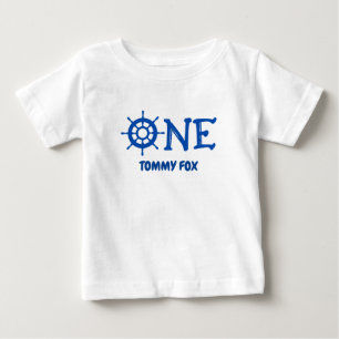 Personalisiertes 1. Happy Birthday Boat Wheel Baby T-shirt