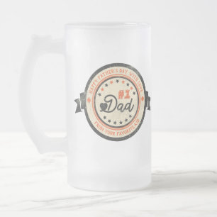 Personalisiertes #1 VATER Vintage-Etikett Mattglas Bierglas
