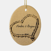 Personalisiertes 1. Weihnachtsherz auf Keramikornament (Rechts)