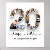 Personalisiertes 20. Geburtstagsfoto Collage Poste Poster (Vorne)