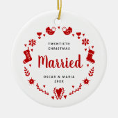 Personalisiertes 20. Weihnachten Verheiratetes Mei Keramik Ornament (Vorne)