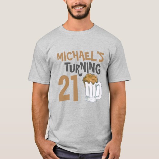Personalisiertes 21. Geburtstag Party Bier trinken T-Shirt (Vorderseite)