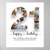 Personalisiertes 21 Geburtstagsfoto Collage Poster (Vorne)