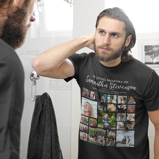 Personalisiertes 24-Foto Collage Memorial T-Shirt