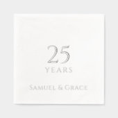Personalisiertes 25. Hochzeitstag Party Silver Servietten Mit Folie (Vorderseite)