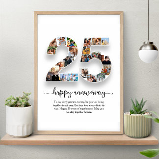 Personalisiertes 25-jähriges Foto Collage Poster
