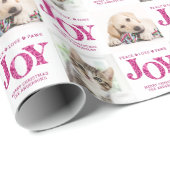 Personalisiertes 2 Foto Haustier Hund JOY Pink Fei Geschenkpapier (Rolleneckpunkt)