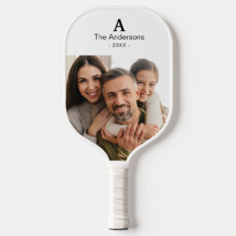 Personalisiertes 2-Foto mit Monogramm & Familienna Pickleball Schläger