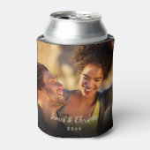 Personalisiertes 2-Foto-Skriptname Datum Dosenkühler (Kanne Vorderseite)