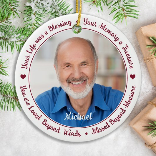Personalisiertes 2-Foto-Weihnachtsgedächtnis Keramik Ornament