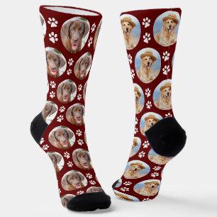 Personalisiertes 2-Hunde-Foto mit Pfotenabdrücken  Socken