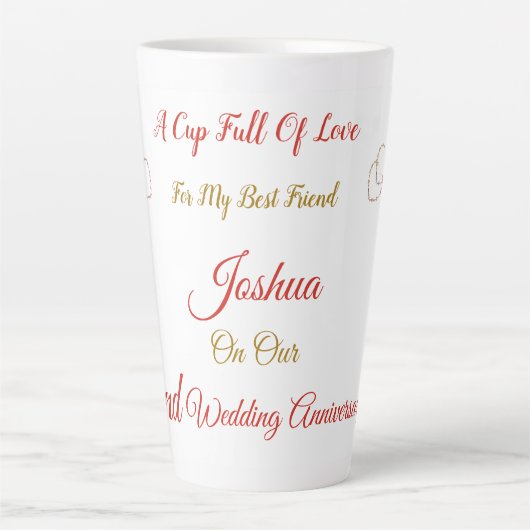 Personalisiertes 2. Jubiläumsdesign Latte Tasse (Vorderseite)