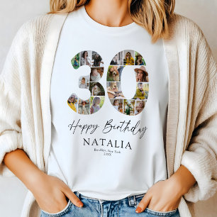 Personalisiertes 30. Geburtstags-Foto-Collage-T-Sh T-Shirt