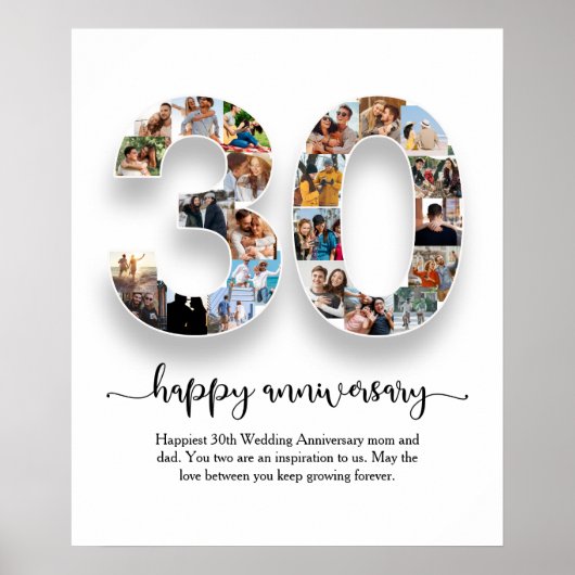 Personalisiertes 30-jähriges Foto Collage Poster (Vorne)