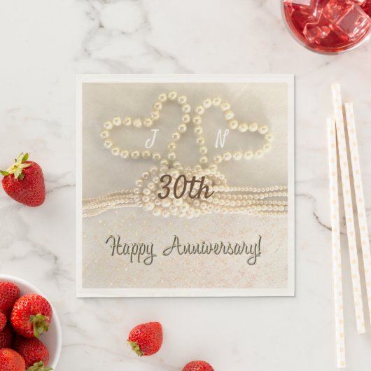 Personalisiertes 30. Pearl Anniversary Paper Napki Serviette (Beispiel)