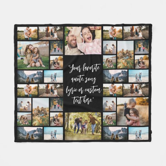 Personalisiertes 34-Foto Collage individuelles Ang Fleecedecke (Vorderseite (Horizontal))