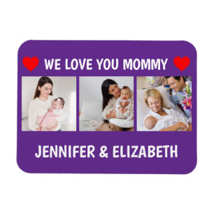 Personalisiertes 3-Foto Wir lieben dich Mutti Navy Magnet