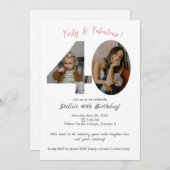 Personalisiertes 40. Geburtstag Foto Einladung (Vorne/Hinten)