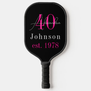 Personalisiertes 40. Geburtstag Schwarzes Heissros Pickleball Schläger