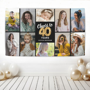 Personalisiertes 40. Geburtstags-Foto-Collage-Bann Banner