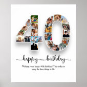 Personalisiertes 40. Geburtstagsfoto Collage Poste Poster (Vorne)