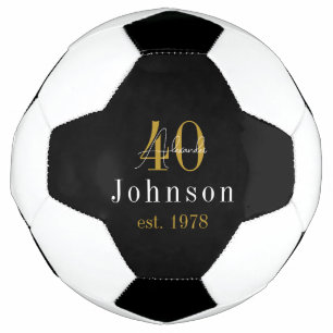 Personalisiertes 40. Geburtstagsschwarz Fußball