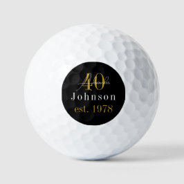Personalisiertes 40. Geburtstagsschwarz Golfball