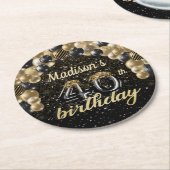 Personalisiertes 40. Geburtstagsschwarz Runder Pappuntersetzer (Angewinkelt)